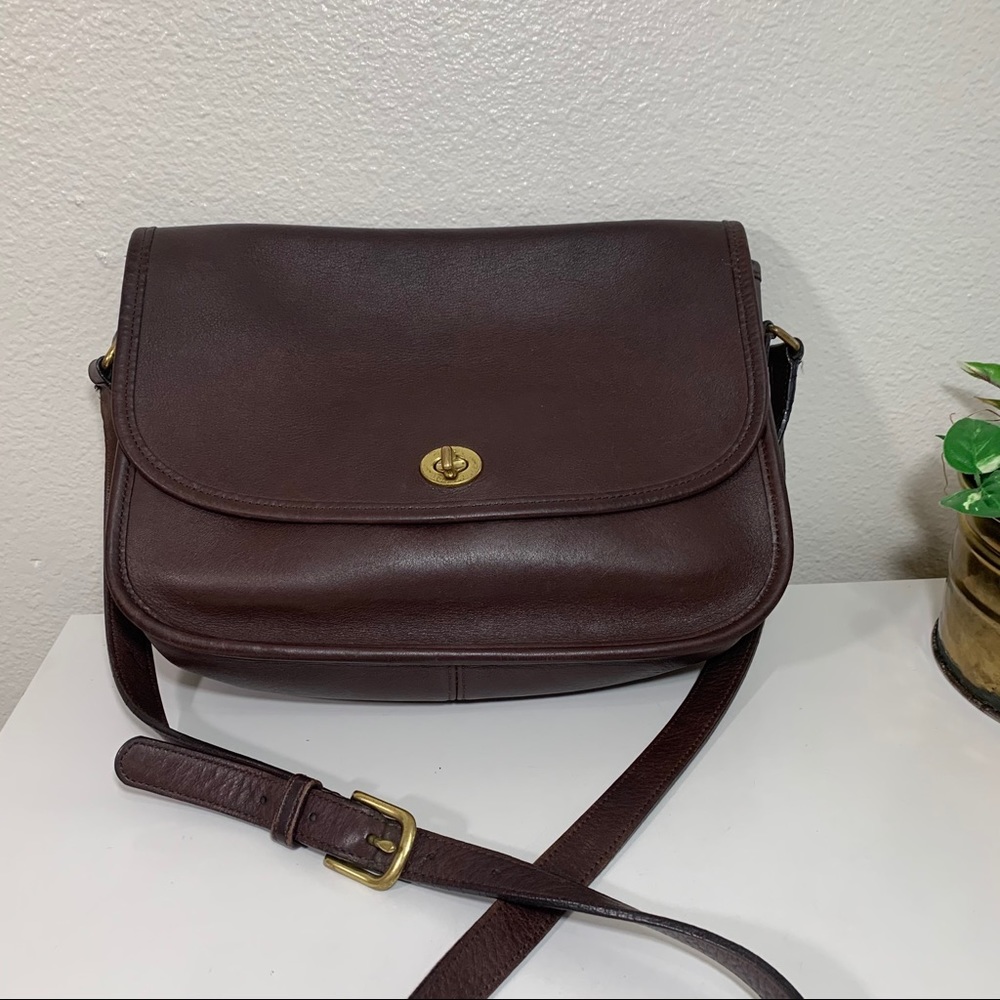 COACH City Bag Leather Flap Purse Cross-body Vtg - Picture 9 of 9